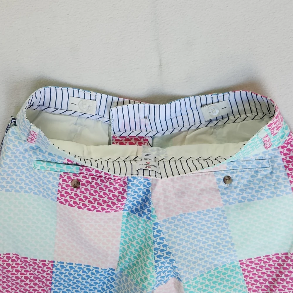 Y2K Preppy Vineyard Vines Girls Patchwork Shorts L Multicolor Whale NWT Summer